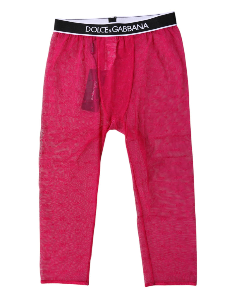 Dolce & Gabbana Fuchsia DG Logo Nylon Cropped Tights