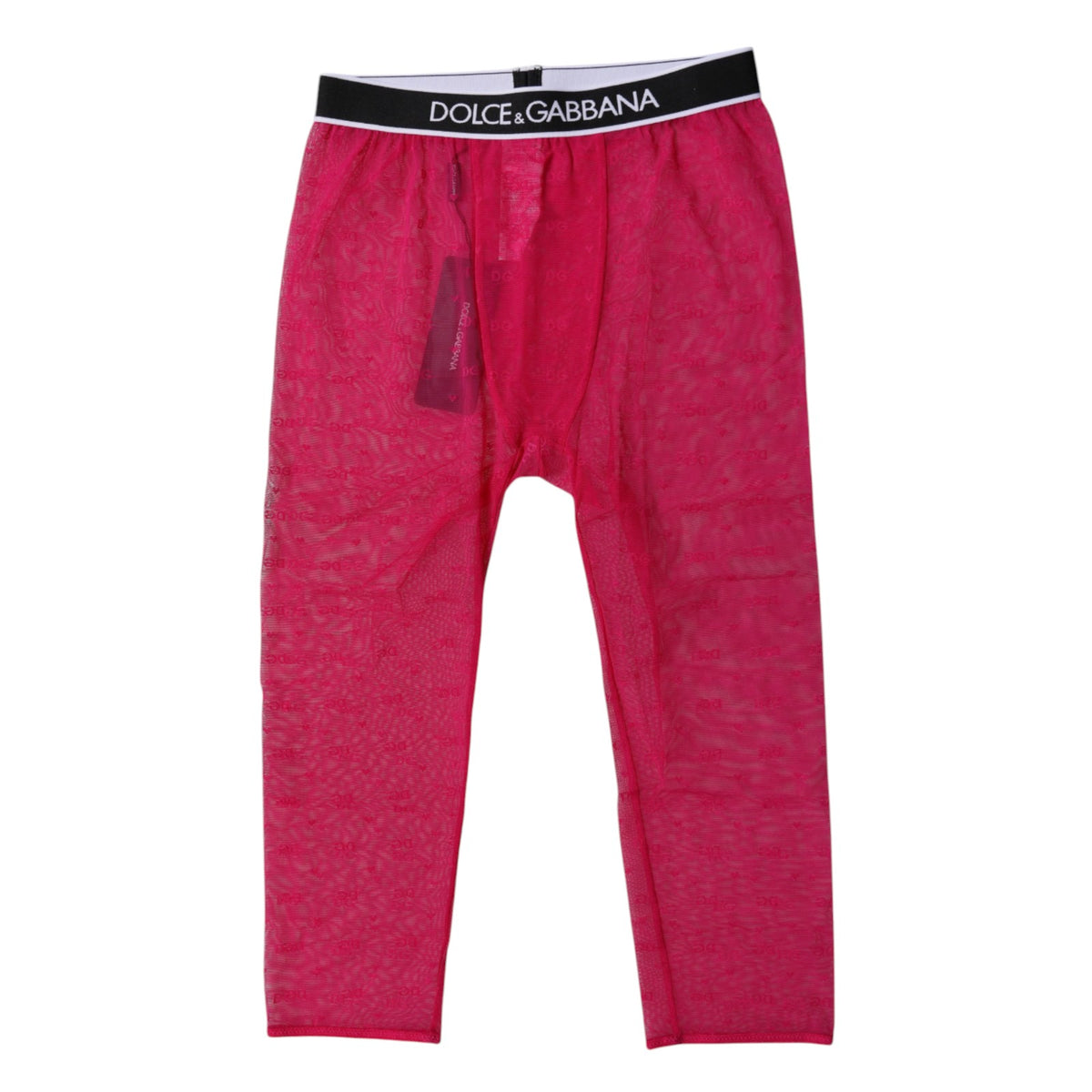 Dolce & Gabbana Fuchsia DG Logo Nylon Cropped Tights