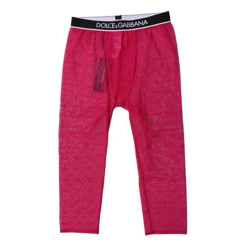 Dolce & Gabbana Fuchsia DG Logo Nylon Cropped Tights