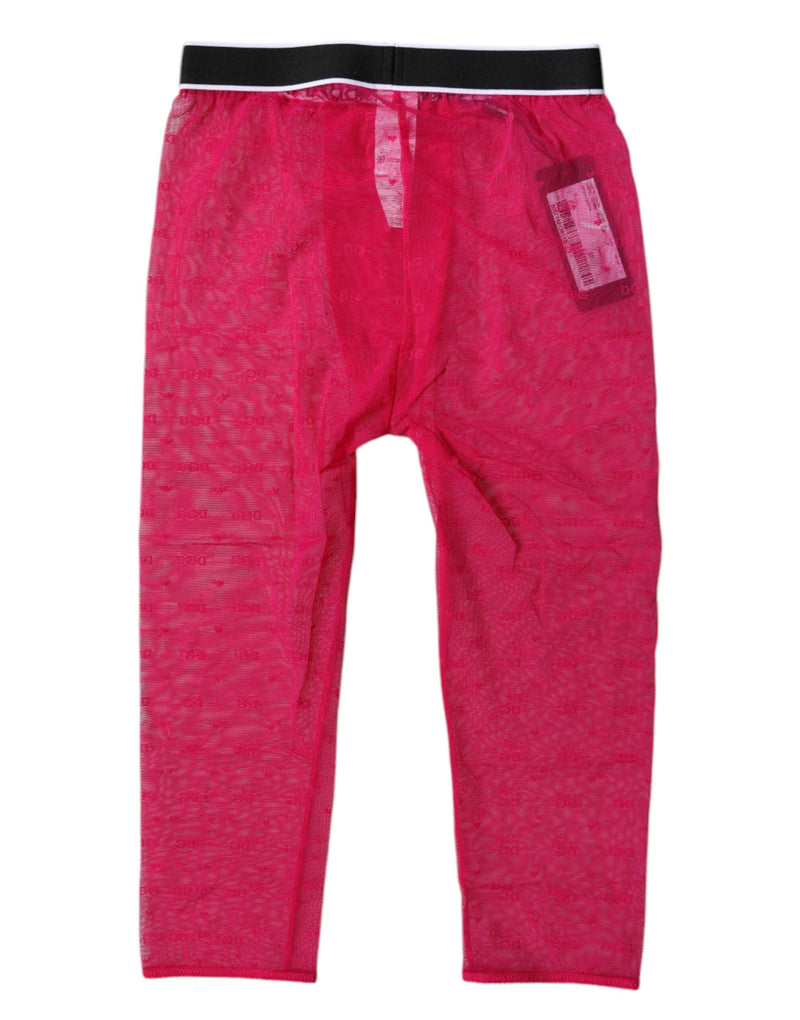 Dolce & Gabbana Fuchsia DG Logo Nylon Cropped Tights