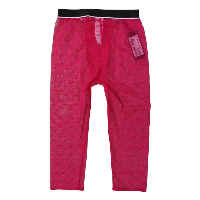Dolce & Gabbana Fuchsia DG Logo Nylon Cropped Tights