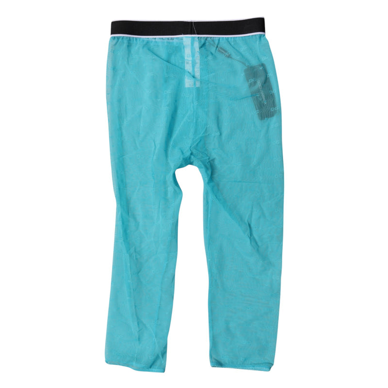 Dolce & Gabbana Light Blue DG Logo Nylon Cropped Tights