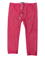 Dolce & Gabbana Fuchsia Logo Lace Cropped Tights