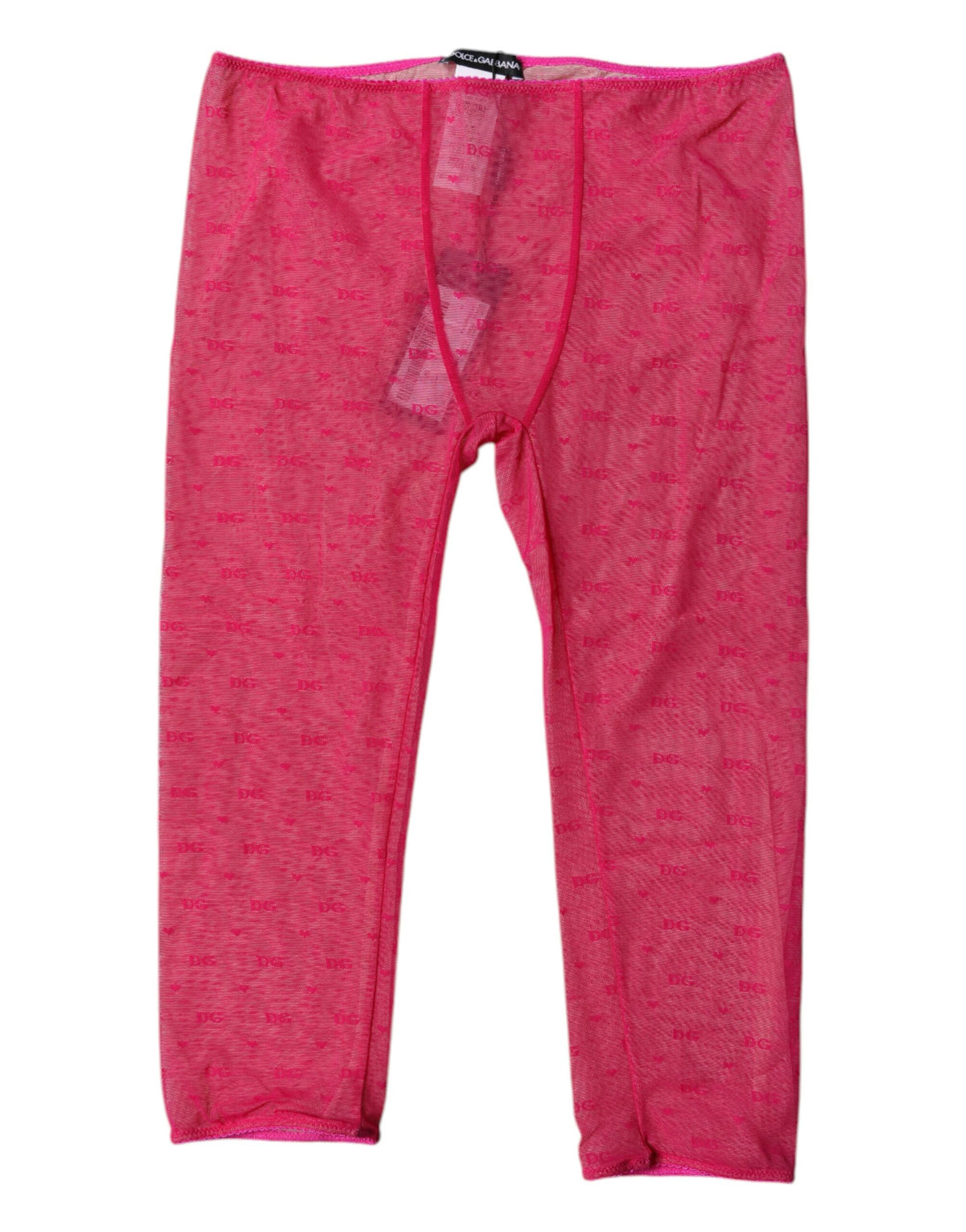 Dolce & Gabbana Fuchsia Logo Lace Cropped Tights