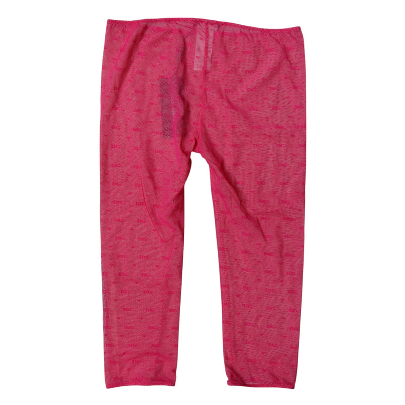 Dolce & Gabbana Fuchsia Logo Lace Cropped Tights