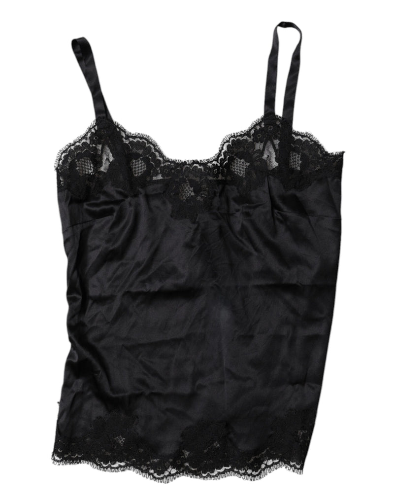 Dolce & Gabbana Black Lace Silk Blend Camisole Top