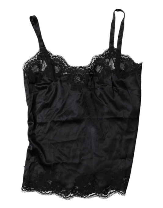 Dolce & Gabbana Black Lace Silk Blend Camisole Top