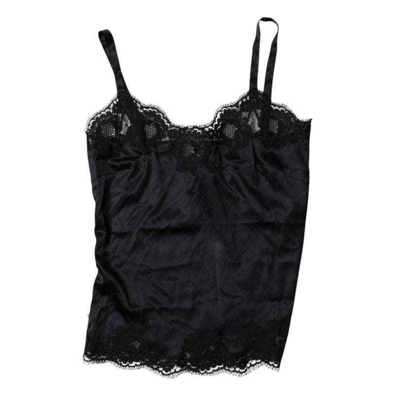 Dolce & Gabbana Black Lace Silk Blend Camisole Top