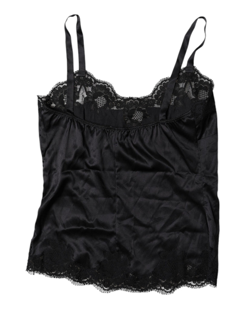 Dolce & Gabbana Black Lace Silk Blend Camisole Top