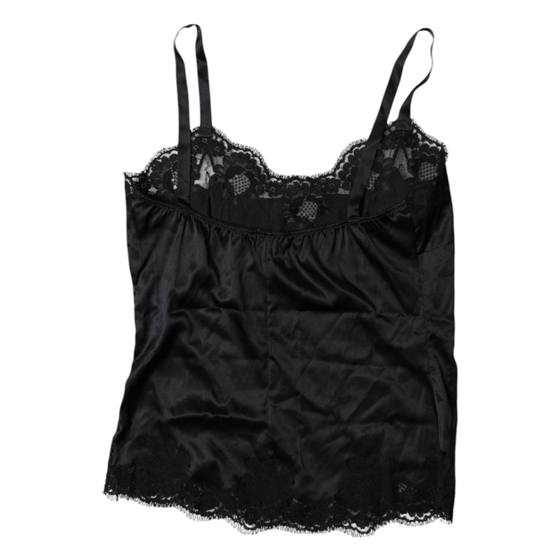 Dolce & Gabbana Black Lace Silk Blend Camisole Top