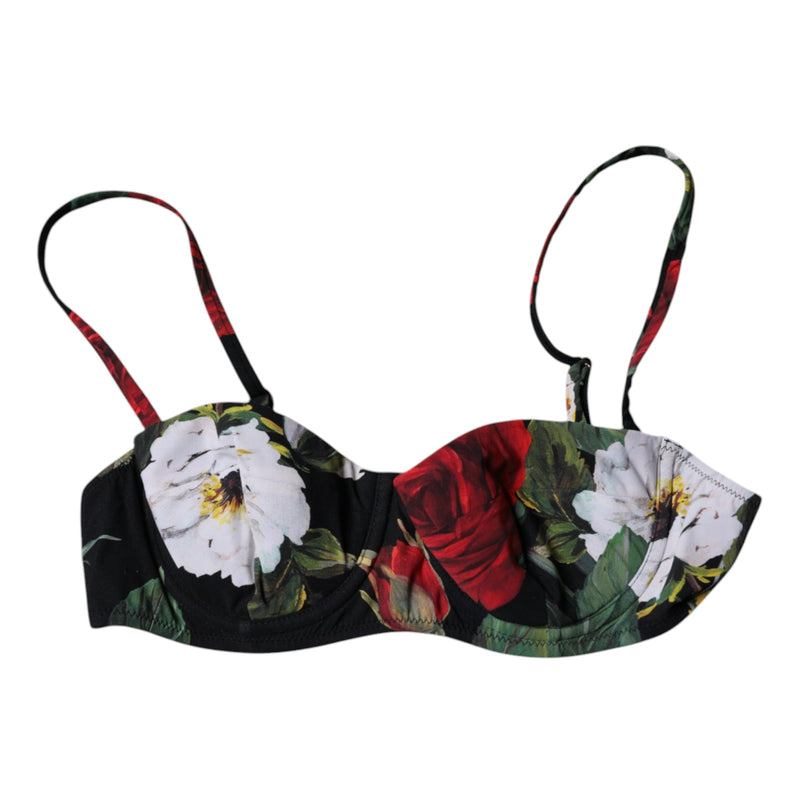 Dolce & Gabbana Black Floral Print Balconcino Bra for Women