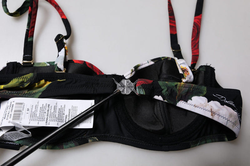 Dolce & Gabbana Black Floral Print Balconcino Bra for Women