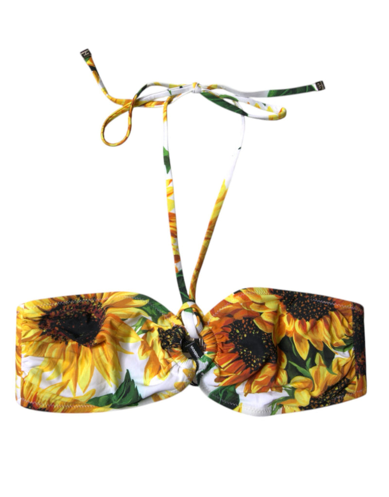Dolce & Gabbana Multicolor Floral Halter Bikini Top Swimwear