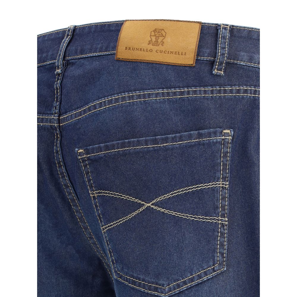 Brunello Cucinelli Blue Cotton Relaxed Fit Jeans