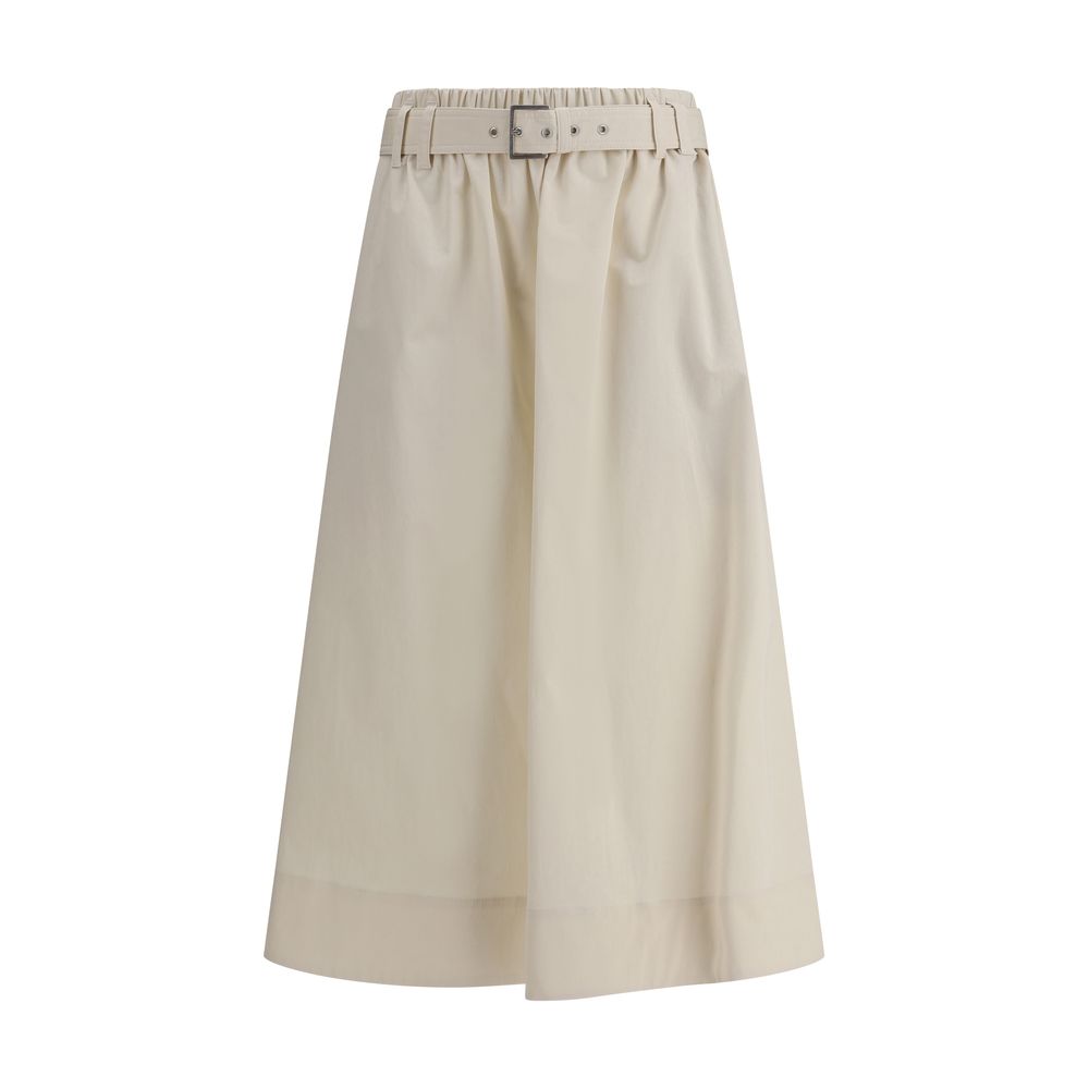 Brunello Cucinelli Cream Wide Long Skirt - Elegant & Versatile
