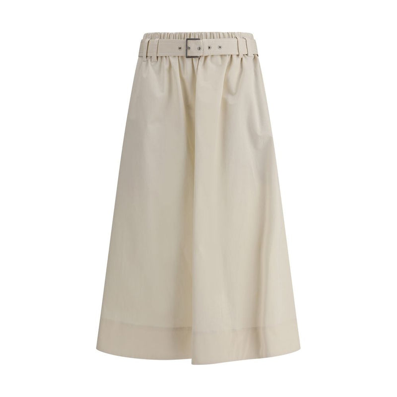 Brunello Cucinelli Cream Wide Long Skirt - Élégant et Polyvalent