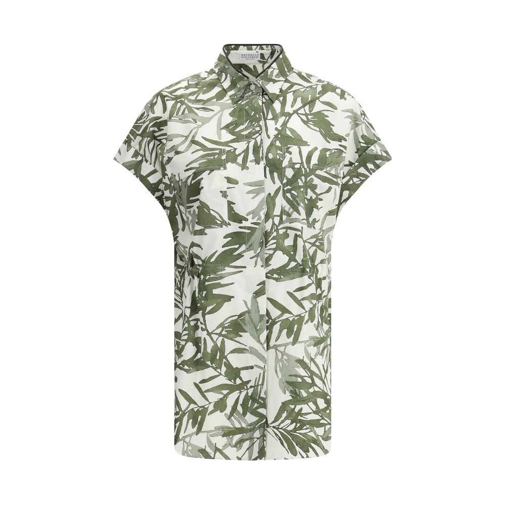 Brunello Cucinelli Lange overhemden met bladprint