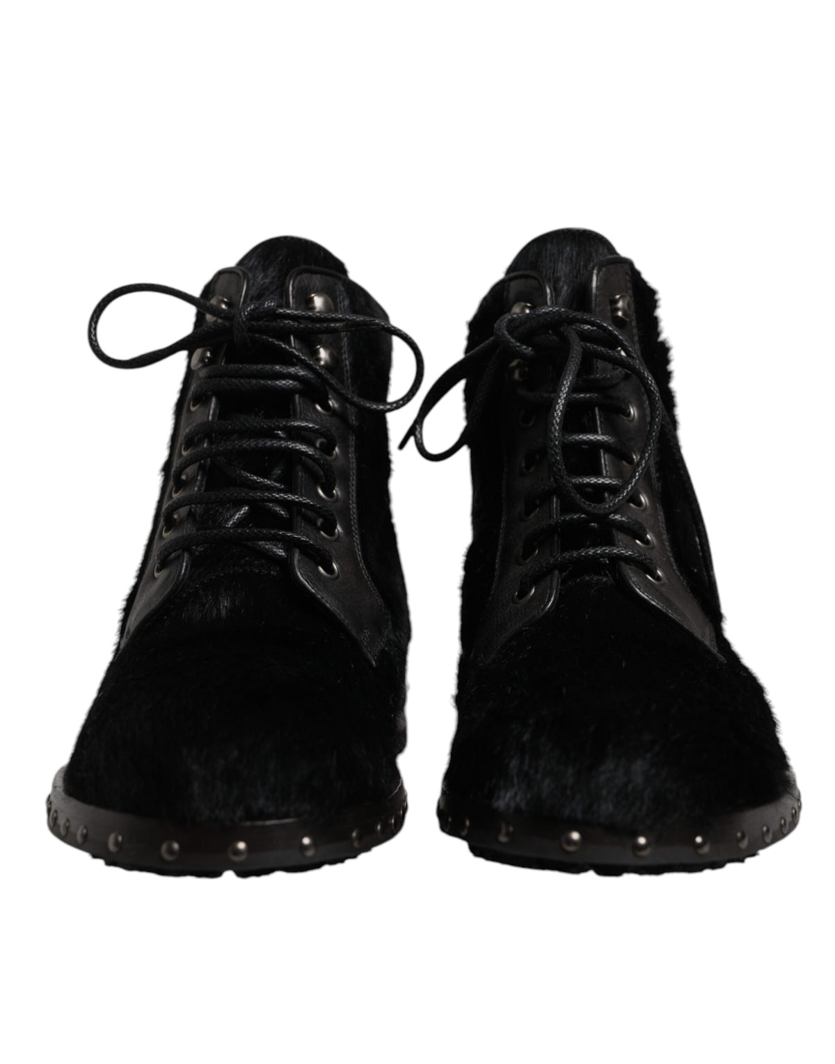Dolce & Gabbana Black Pony Style Leather Mid Calf Boots