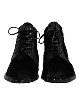 Dolce & Gabbana Black Pony Style Leather Mid Calf Boots