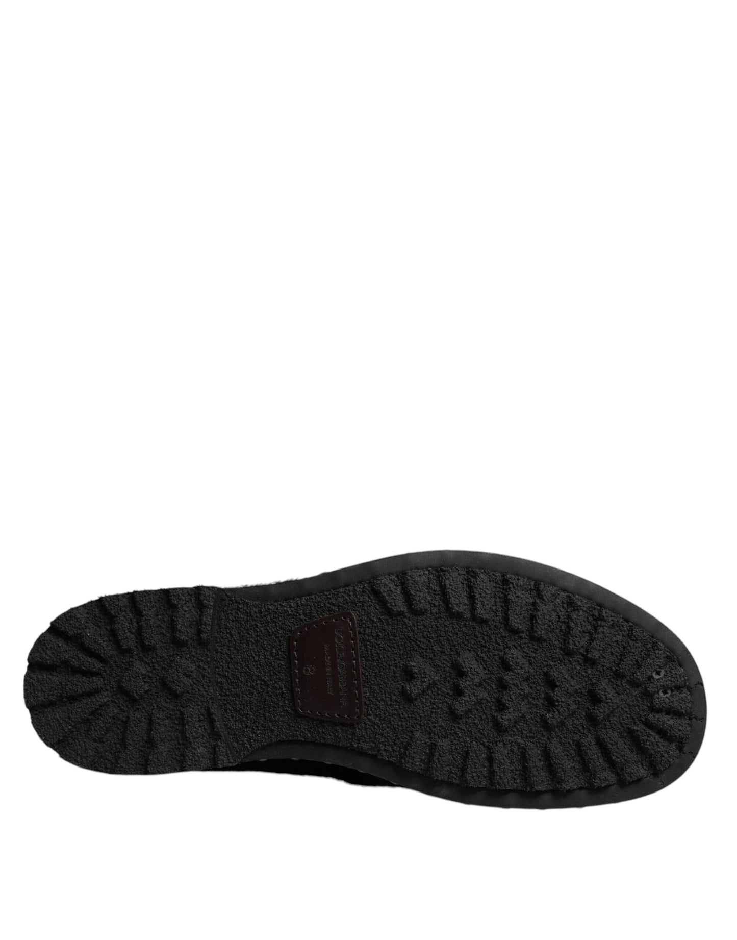 Dolce & Gabbana Zwarte leren enkellaarsjes in pony-stijl