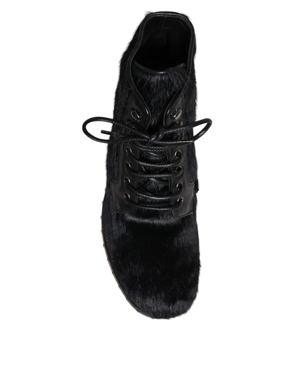 Dolce & Gabbana Black Pony Style Leather Mid Calf Boots