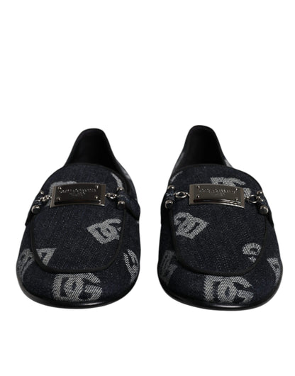 Dolce &amp; Gabbana Zwarte Katoenen Loafers met Logo, Formele Schoenen
