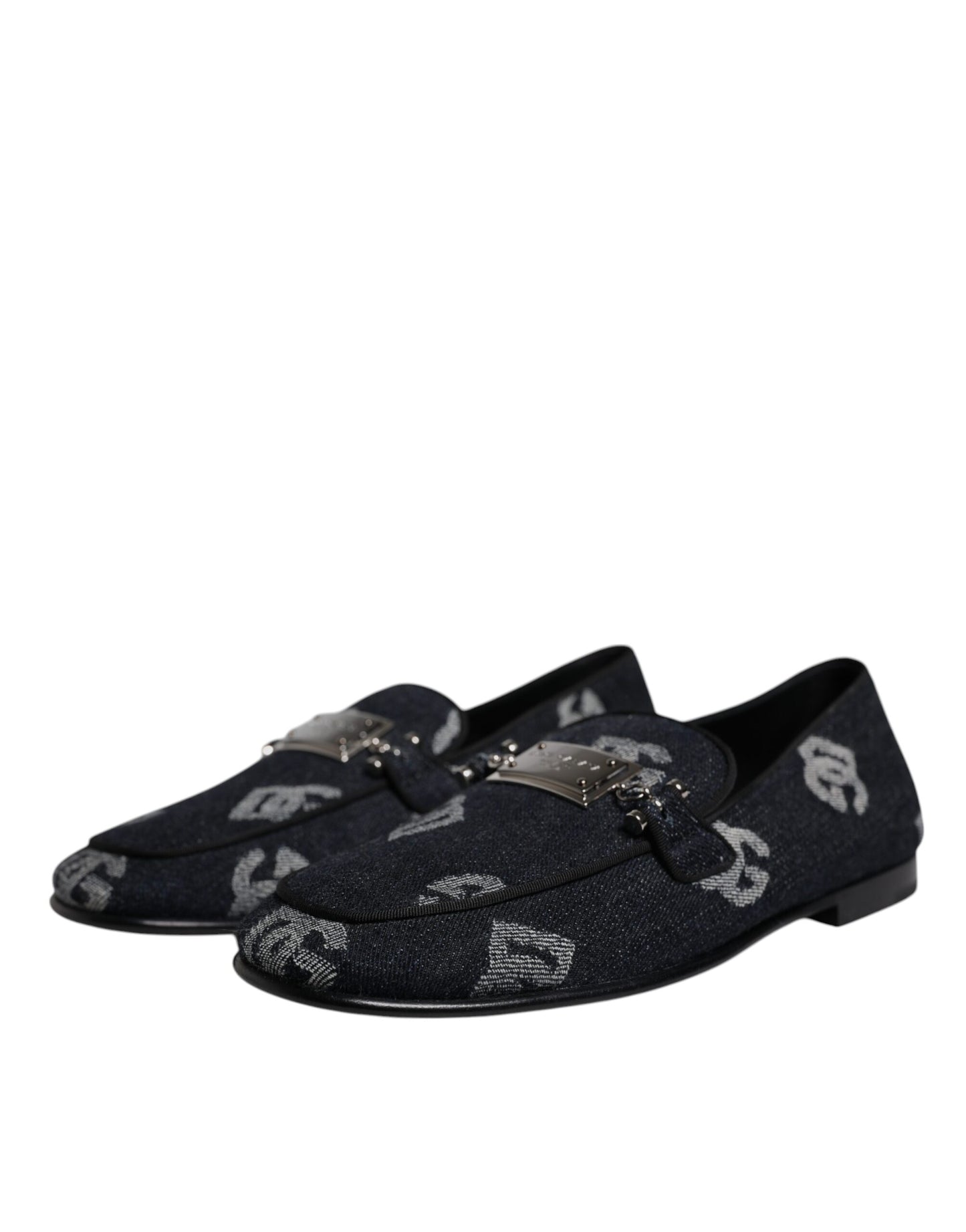 Dolce &amp; Gabbana Zwarte Katoenen Loafers met Logo, Formele Schoenen