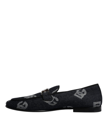 Dolce &amp; Gabbana Zwarte Katoenen Loafers met Logo, Formele Schoenen