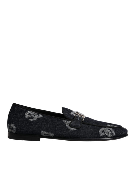 Dolce &amp; Gabbana Zwarte Katoenen Loafers met Logo, Formele Schoenen