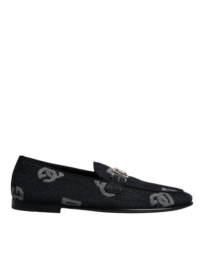 Dolce &amp; Gabbana Zwarte Katoenen Loafers met Logo, Formele Schoenen