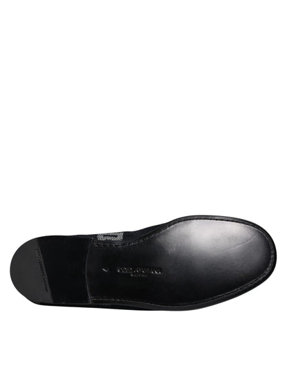 Dolce &amp; Gabbana Zwarte Katoenen Loafers met Logo, Formele Schoenen