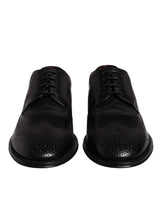 Dolce & Gabbana Black Embroidered Classic Leather Derby Shoes