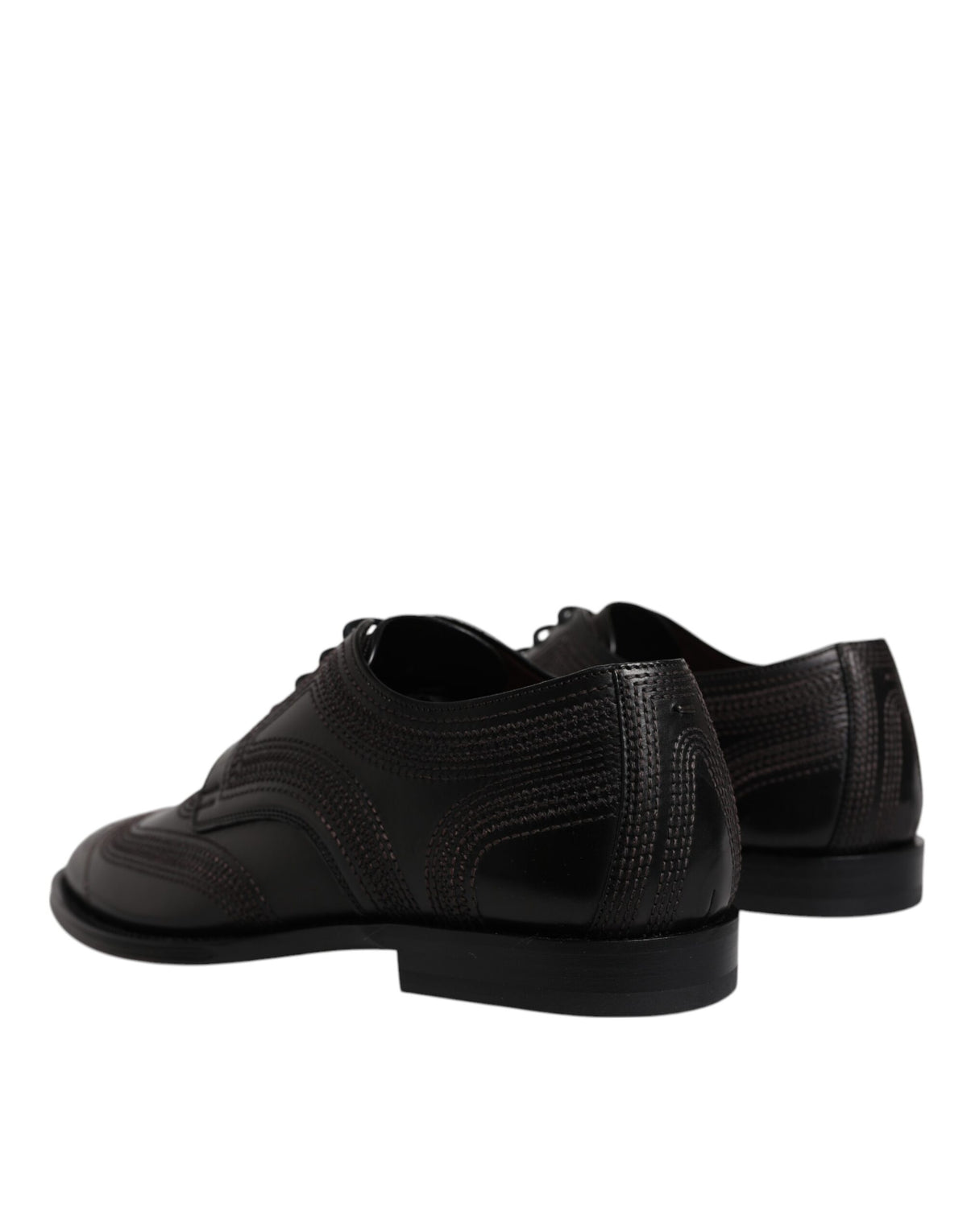 Dolce & Gabbana Black Embroidered Classic Leather Derby Shoes