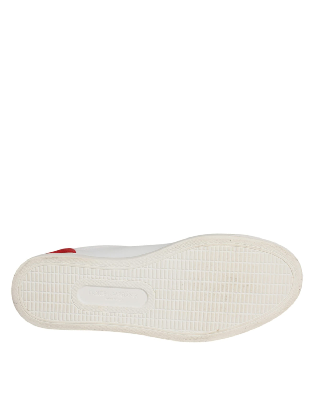 Dolce & Gabbana White and Red Calfskin Low Top Sneakers