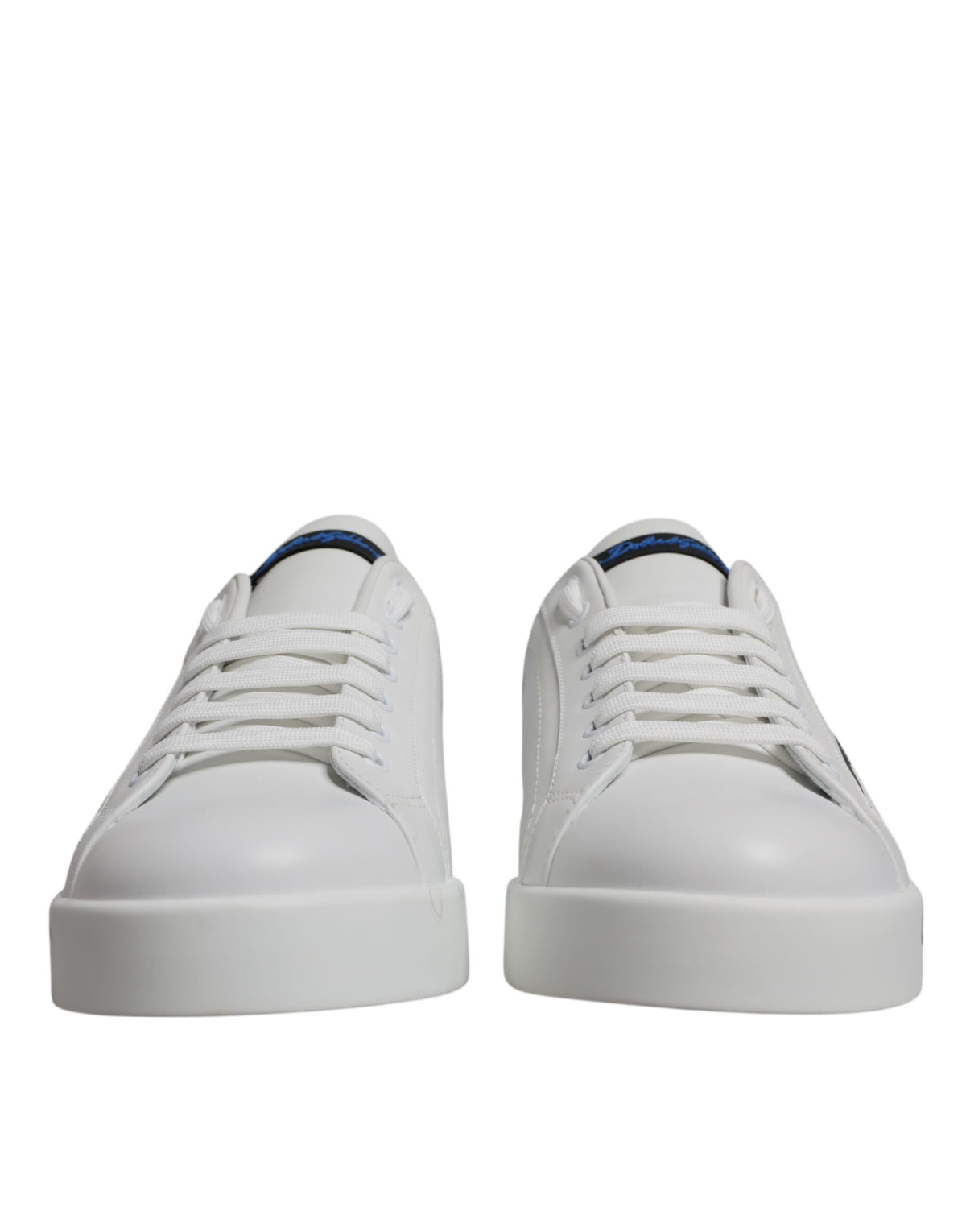 Dolce & Gabbana Portofino Sneakers en Cuir Blanc et Bleu