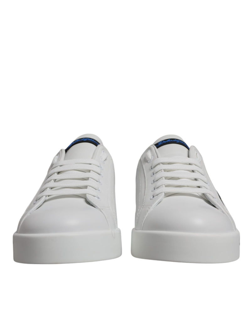 Dolce & Gabbana Portofino Sneakers en Cuir Blanc et Bleu