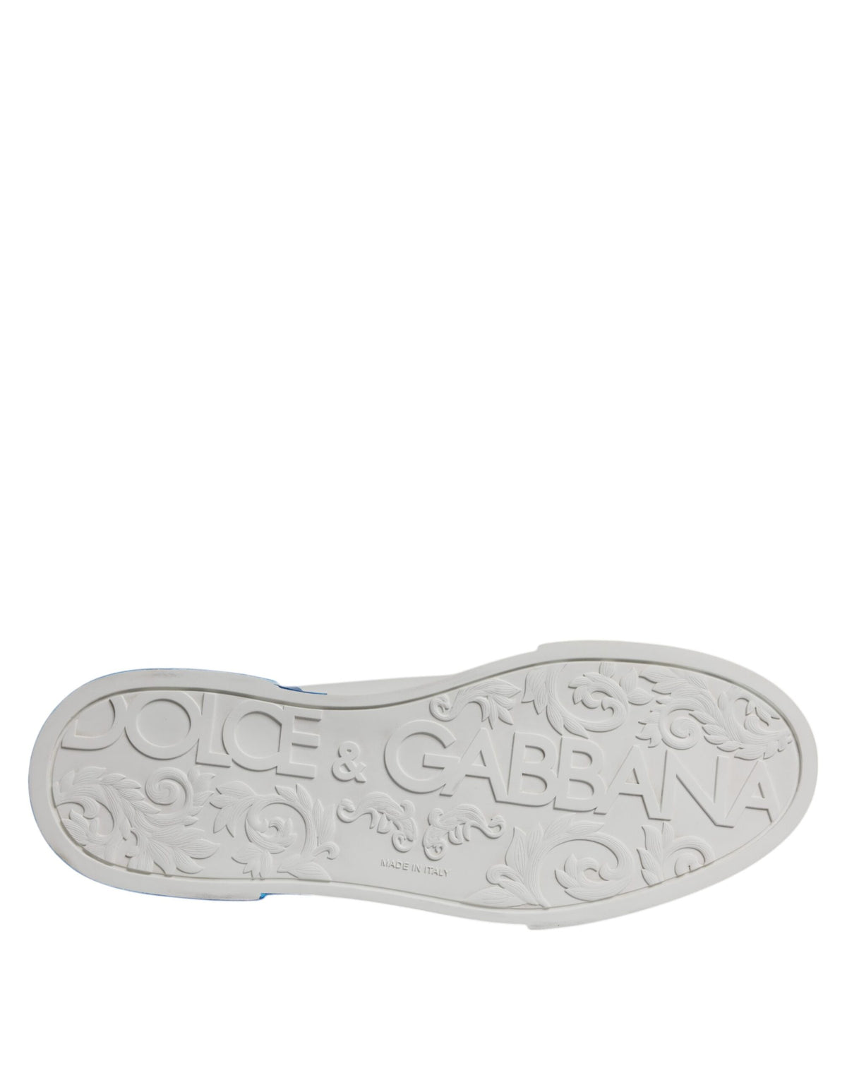 Dolce & Gabbana Portofino Sneakers en Cuir Blanc et Bleu