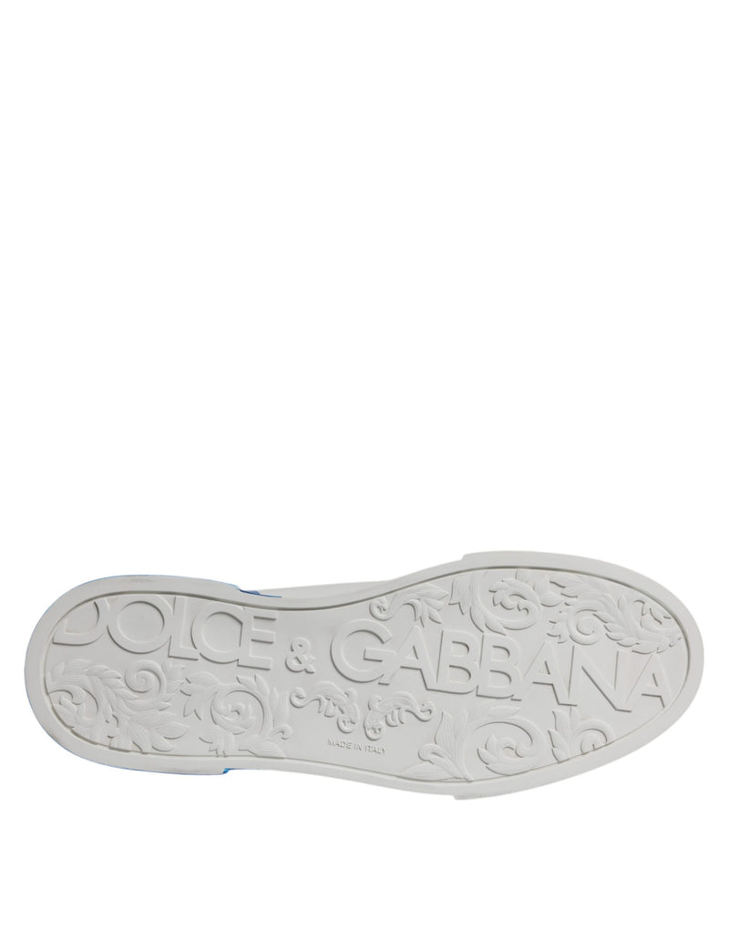 Dolce & Gabbana Portofino Sneakers en Cuir Blanc et Bleu