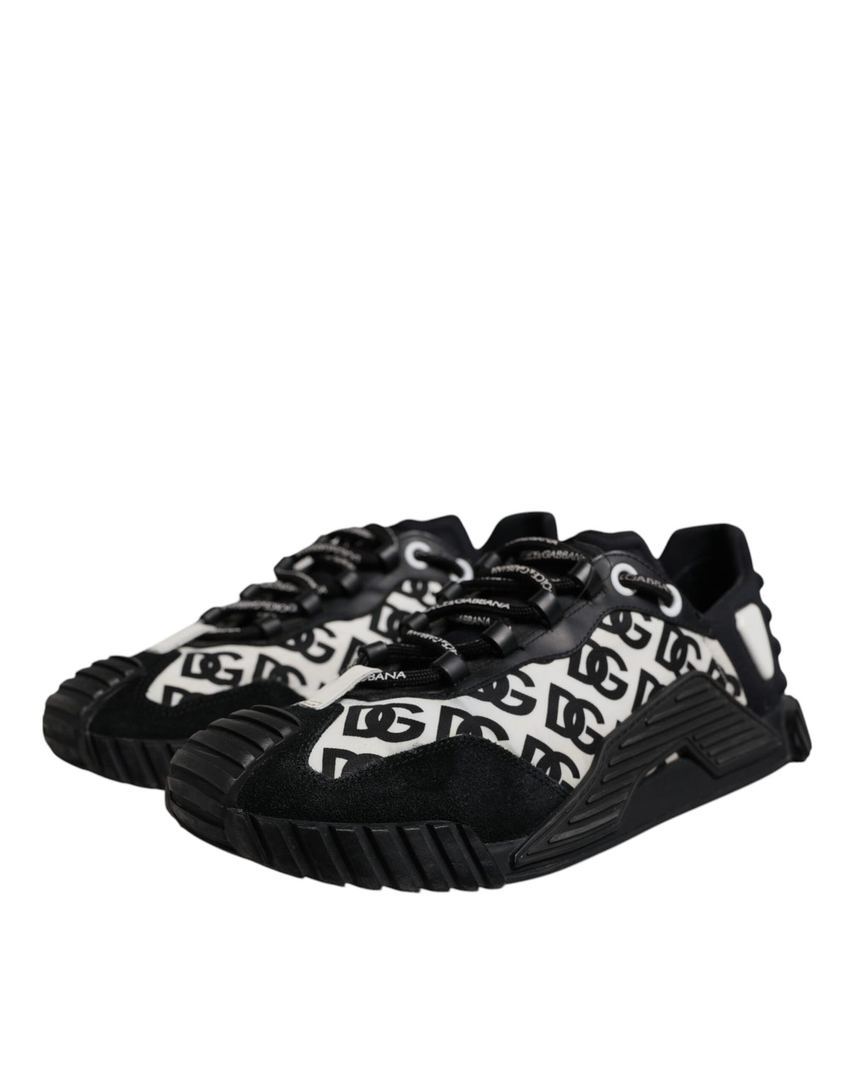 Dolce & Gabbana Black Logo Lace Up Low Top NS1 Sneakers