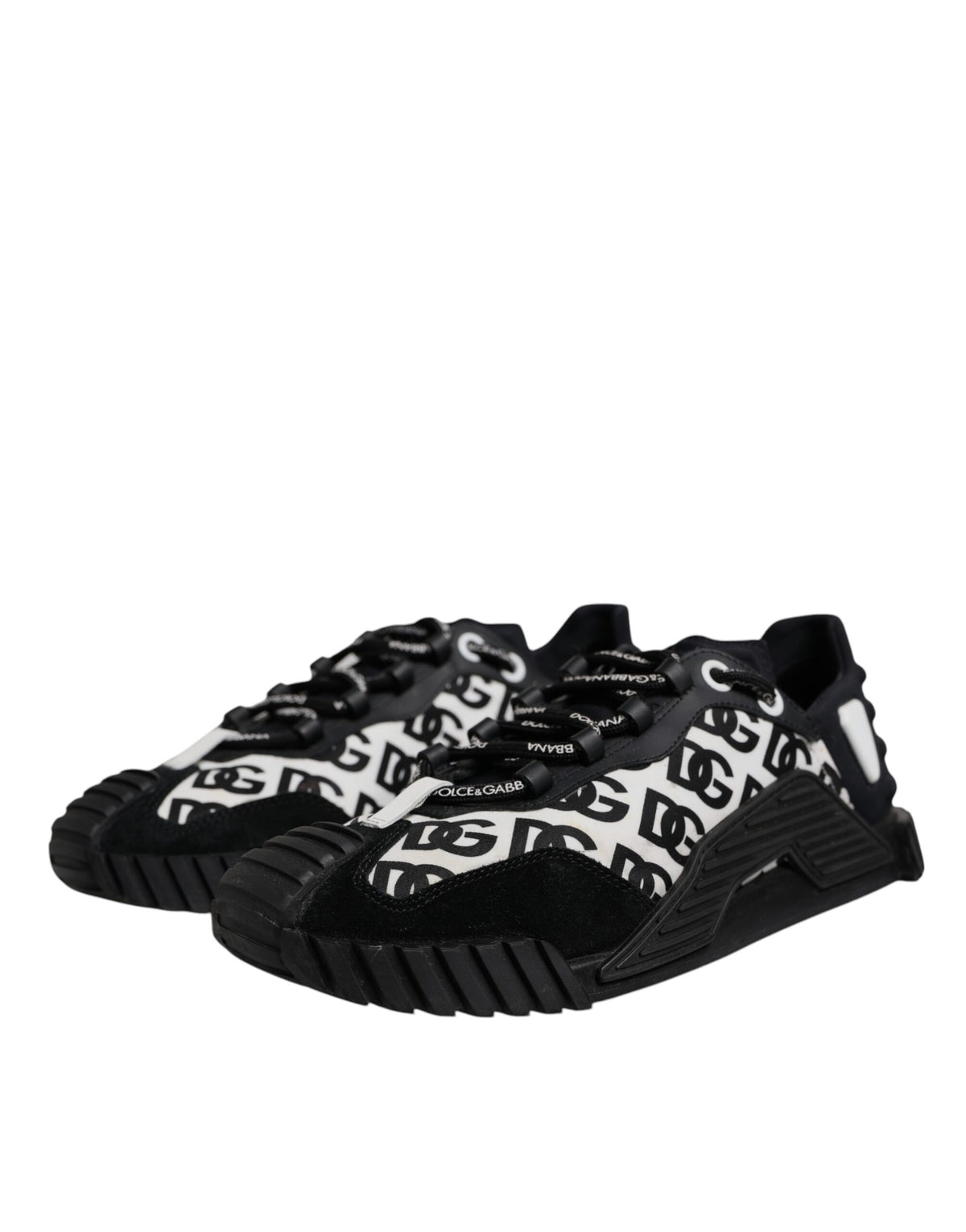 Dolce & Gabbana Black Logo Lace Up Low Top NS1 Sneakers