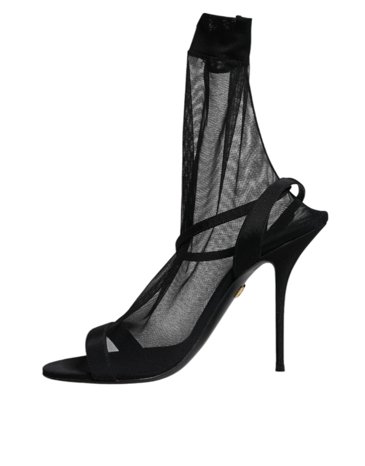 Dolce & Gabbana Black Tulle Stretch Heels Sandals