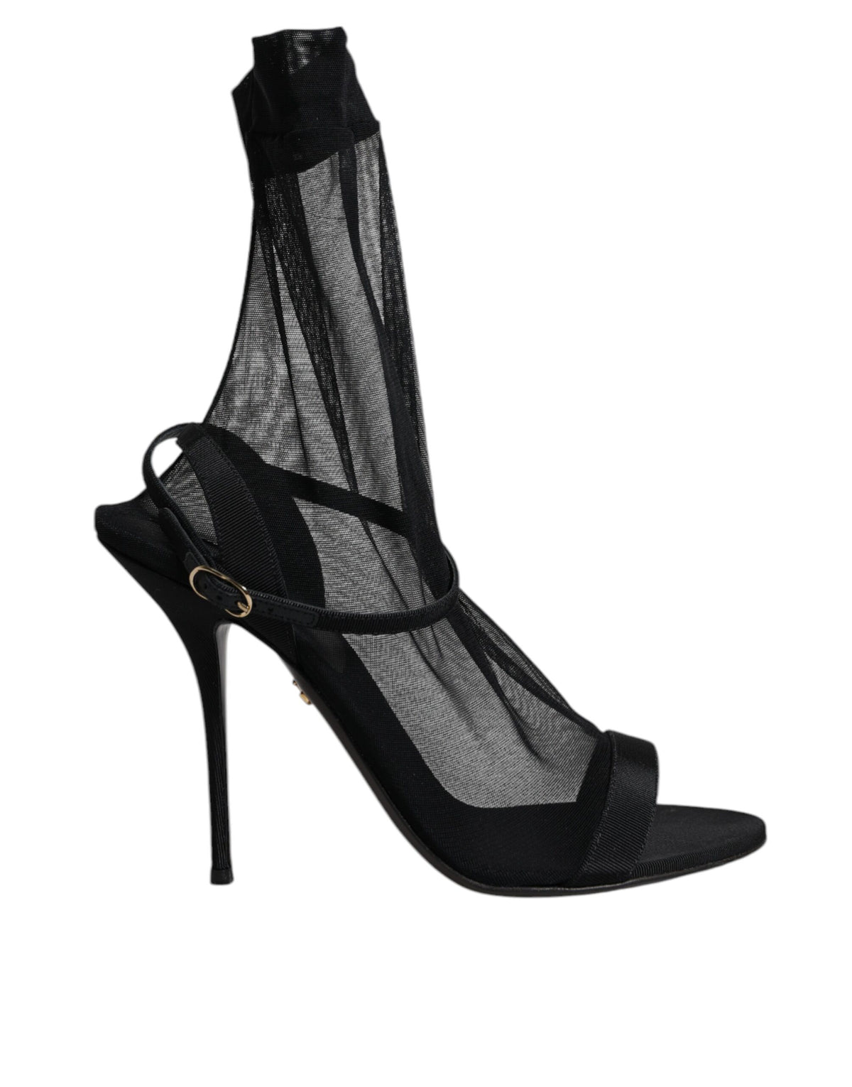 Dolce & Gabbana Black Tulle Stretch Heels Sandals