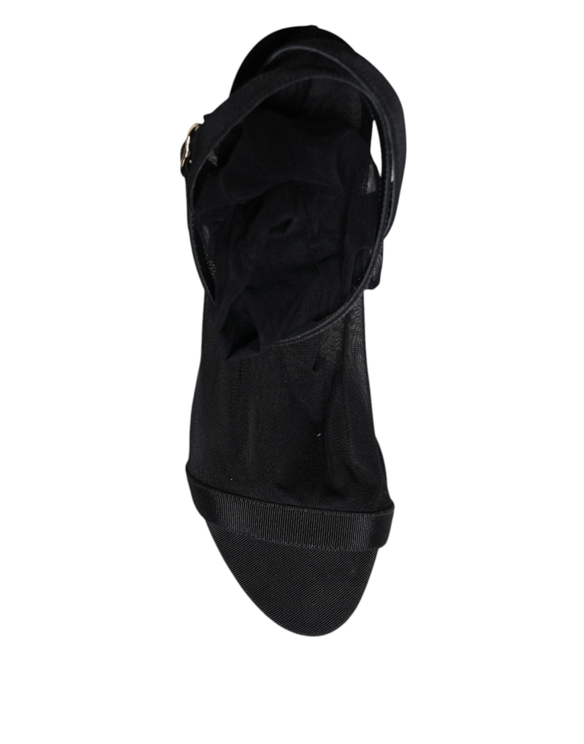 Dolce & Gabbana Black Tulle Stretch Heels Sandals
