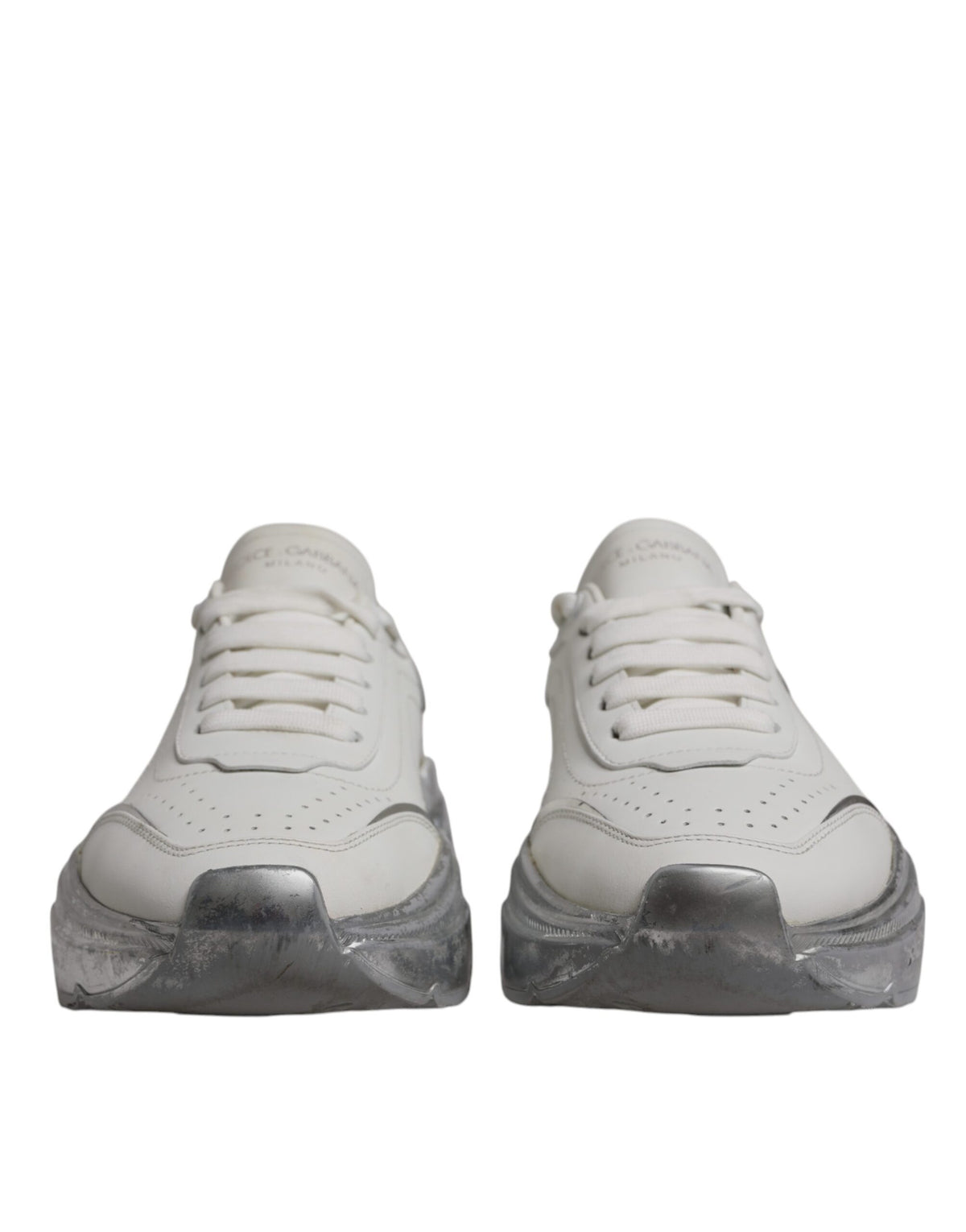 Dolce & Gabbana White Silver Daymaster Low Top Sneakers