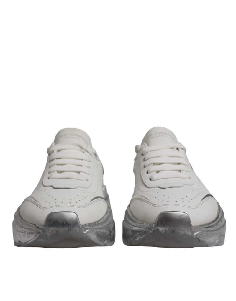 Dolce & Gabbana White Silver Daymaster Low Top Sneakers
