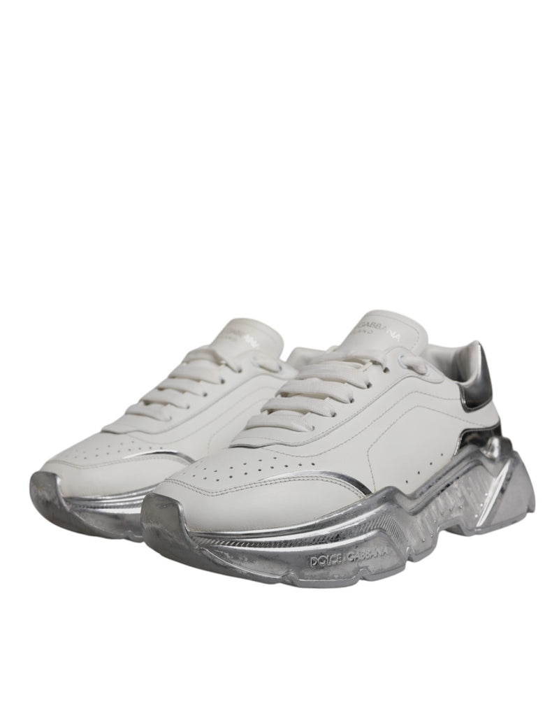 Dolce & Gabbana White Silver Daymaster Low Top Sneakers