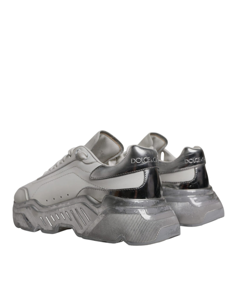 Dolce & Gabbana White Silver Daymaster Low Top Sneakers