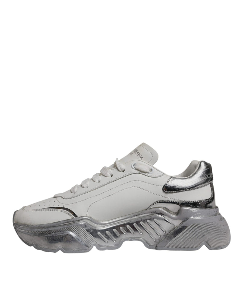Dolce & Gabbana White Silver Daymaster Low Top Sneakers
