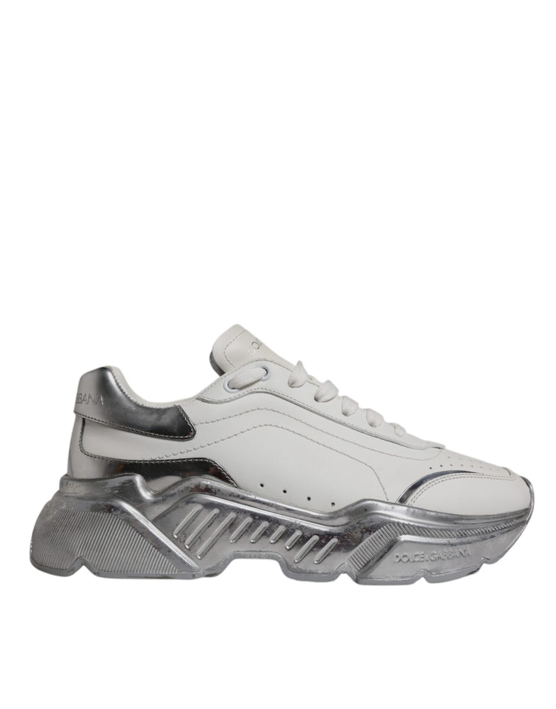 Dolce & Gabbana White Silver Daymaster Low Top Sneakers