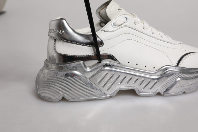 Dolce & Gabbana White Silver Daymaster Low Top Sneakers